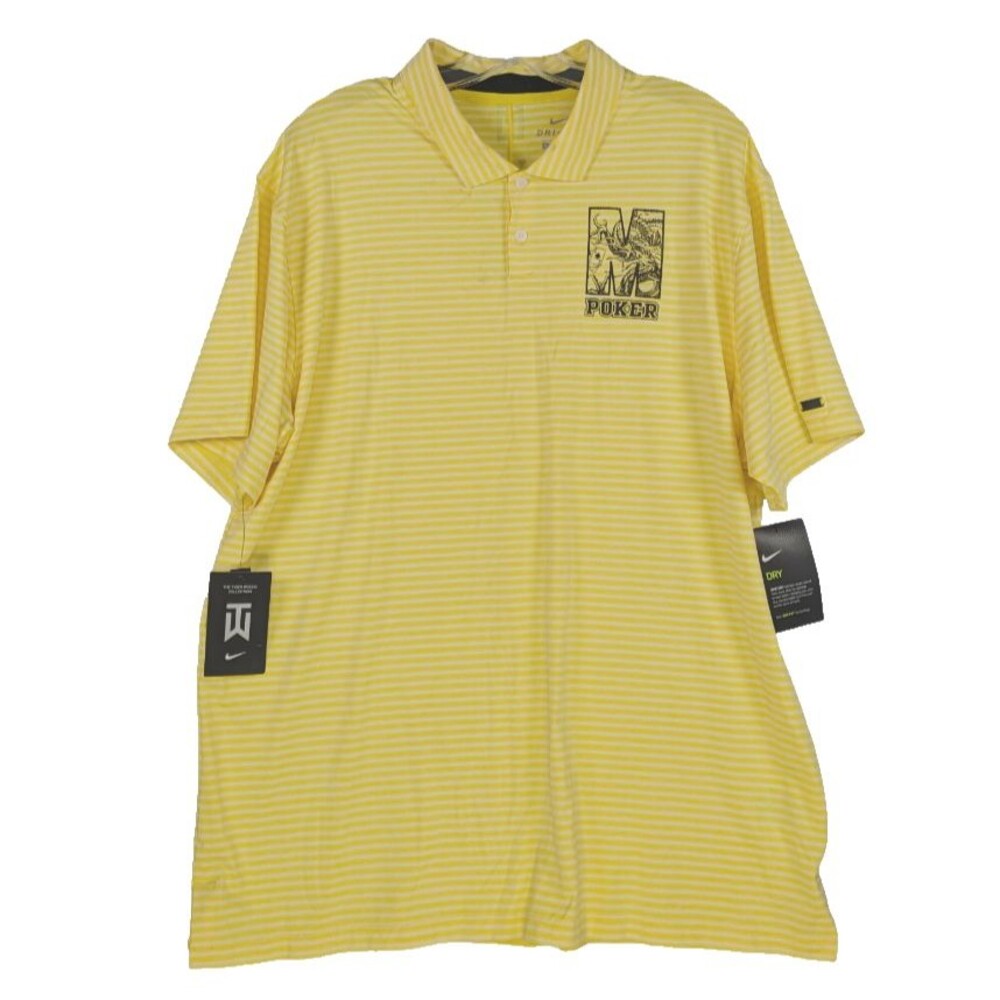 Mens Poker Themed Polo Shirt XL Yellow WSOP Las Vegas Casino Gambling Card Shark